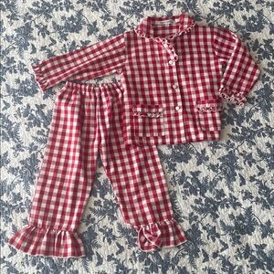 SWEET DREAMS | Red and White Checkered Toddler Pajama Set - Size: 3T